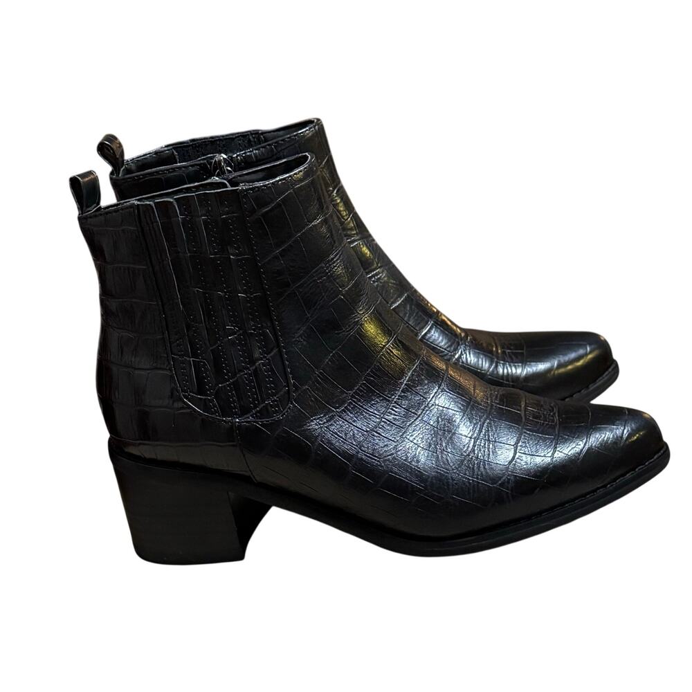 Blondo Elvina Waterproof Croc Embossed Ankle Boots Black 7.5 - Picture 5 of 7